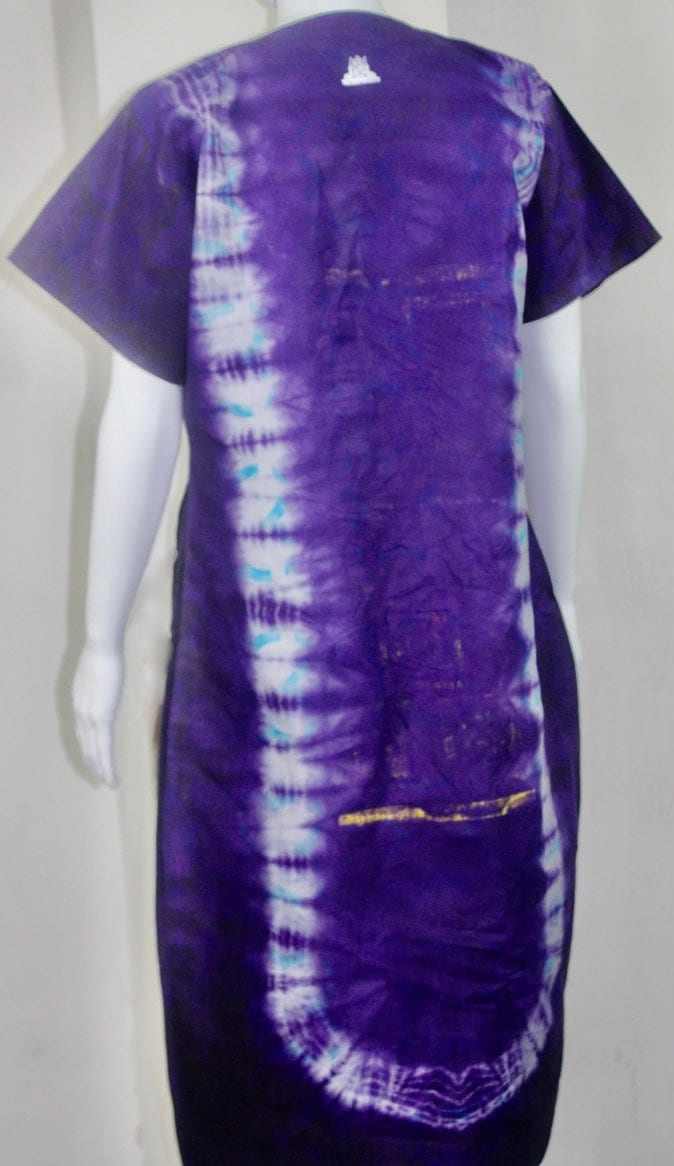 Blue Coloured African Adire Batik Tie and dye short dress (S/M/L) - with African symbols design