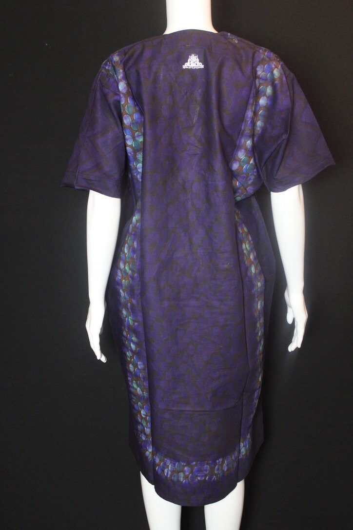 Dark Purple, Yellow Batik Tie and dye Bubu (African Symbols_Balloons)