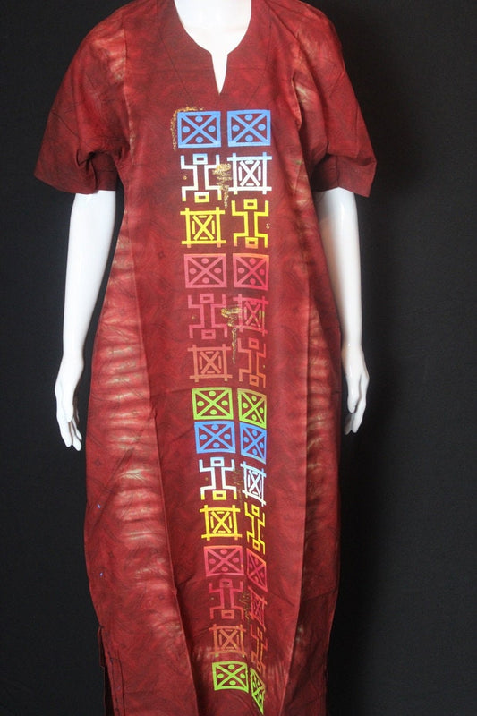 Orange Ankara Batik Tie and dye Bubu (Signs and Symbols)