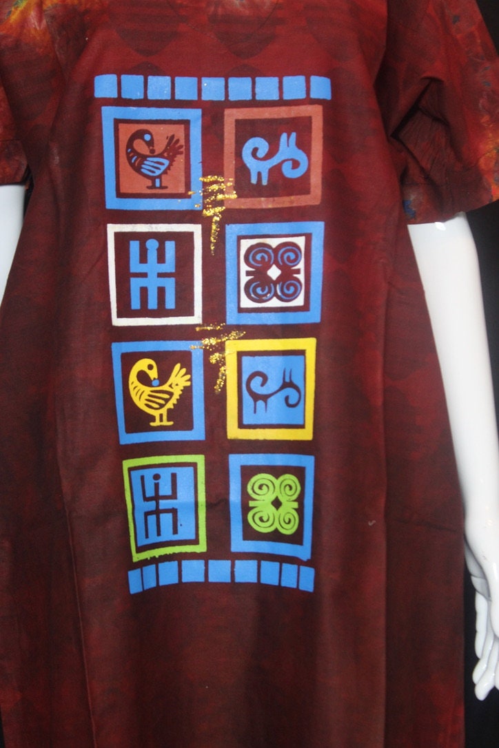 Orange Batik Tie and dye Bubu (Symbols)