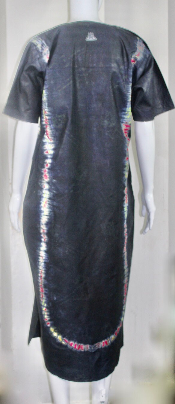 Black Adire Batik Tie and dye long bubu dress (S/M/L)