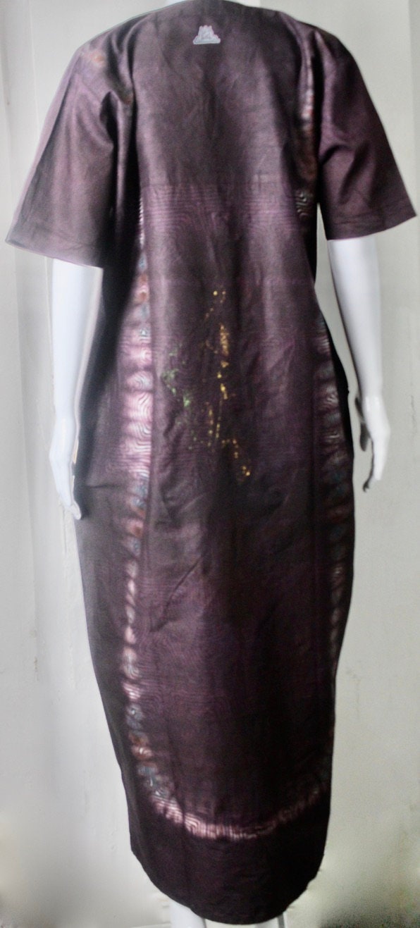Brown Adire Batik Tie and dye long bubu dress (S/M/L)