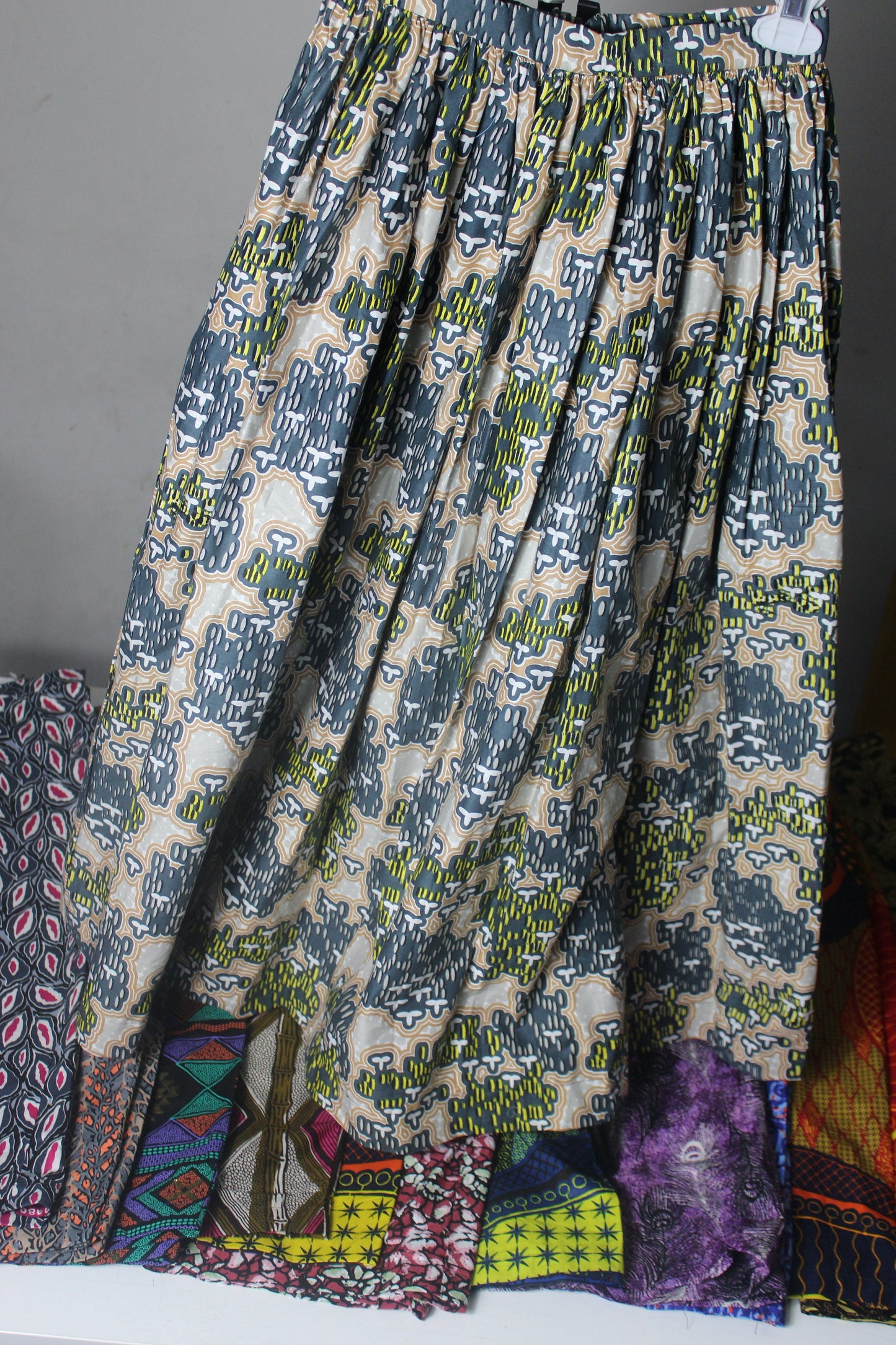 Vibrant Ankara African Textile Flair Pleated waist Skirt (UK sizes 10,12,14,16)