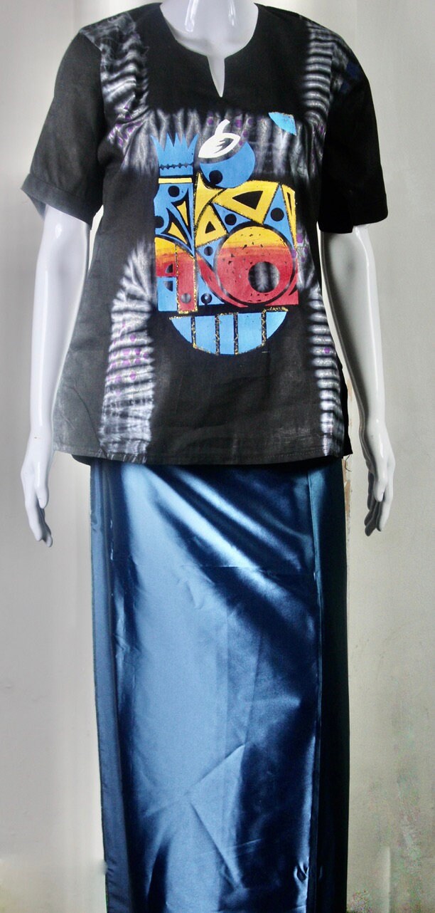 Blue Coloured African Adire Batik Tie and dye Top (S/M/L)