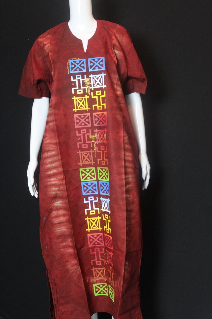 Orange Ankara Batik Tie and dye Bubu (Signs and Symbols)