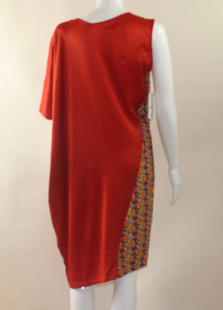 Queen and Tribe Colourful African Ankara Silk dress (S/M/L) Green, Red, Orange etc.