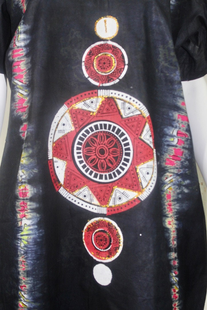 Black Adire Batik Tie and dye long bubu dress (S/M/L)