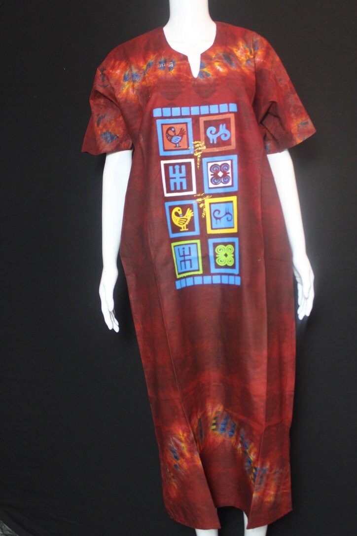 Orange Batik Tie and dye Bubu (Symbols)