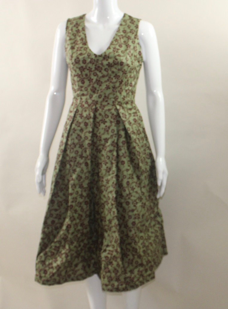 African Ankara Textile pleated dress (S/M/L) Gold and Green - Please indicate which colours you want