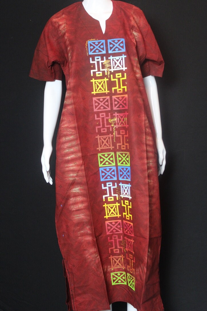 Orange Ankara Batik Tie and dye Bubu (Signs and Symbols)