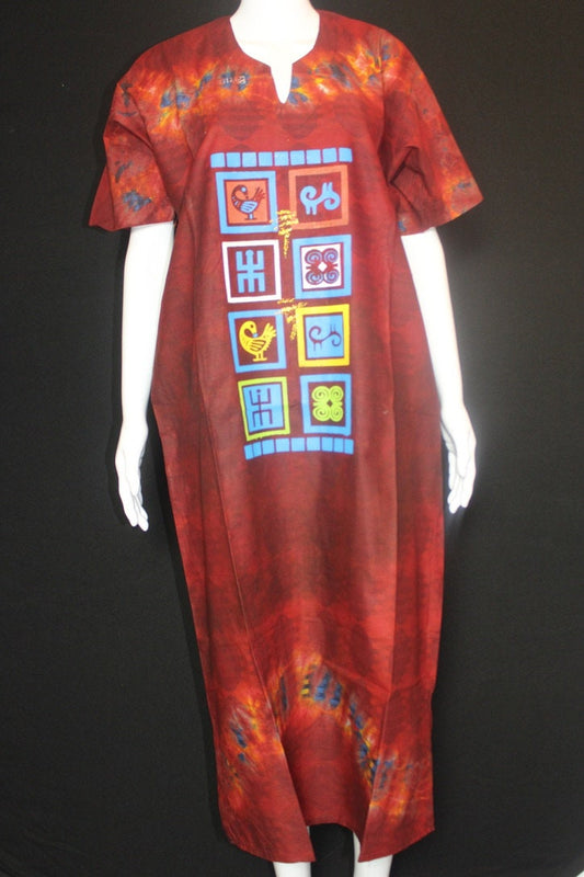 Orange Batik Tie and dye Bubu (Symbols)