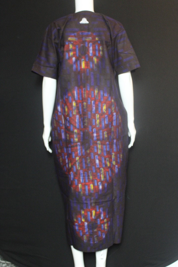 Dark Purple Blue Batik Tie and dye Bubu (Circles)