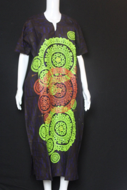 Dark Purple Blue Batik Tie and dye Bubu (Circles)