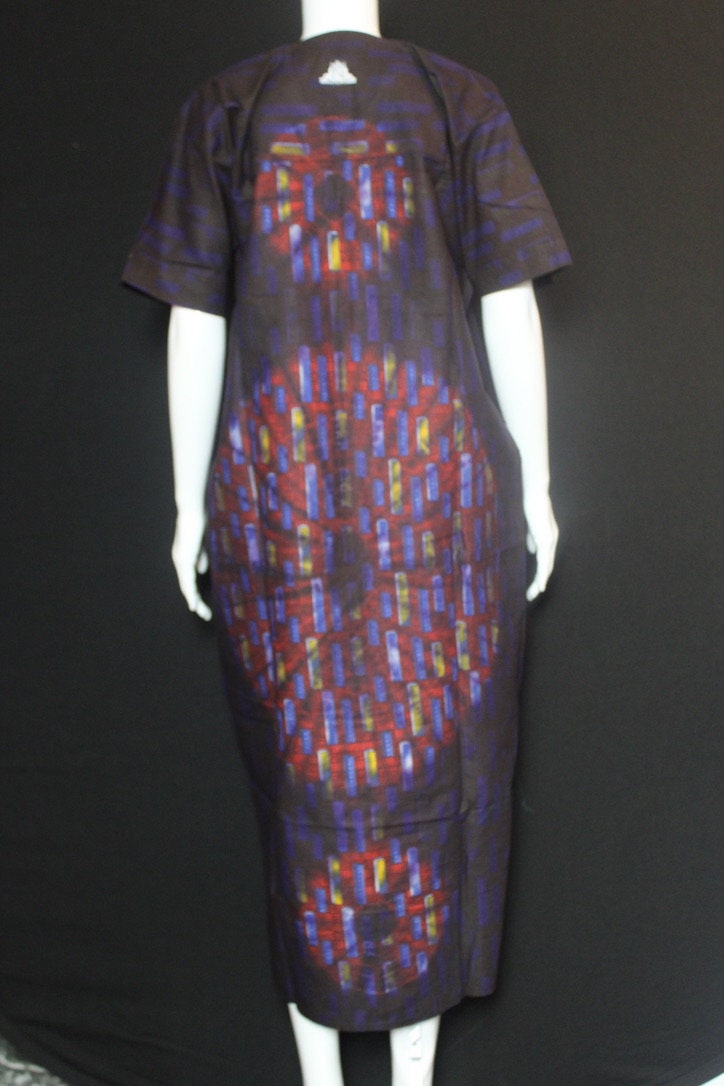Dark Purple Blue Batik Tie and dye Bubu (Circles)