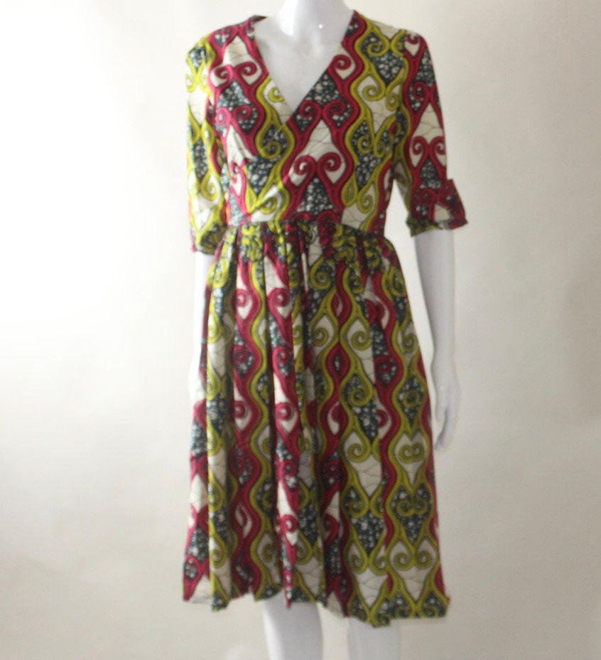 Ankara African Textile Pleated dress (S/M/L)