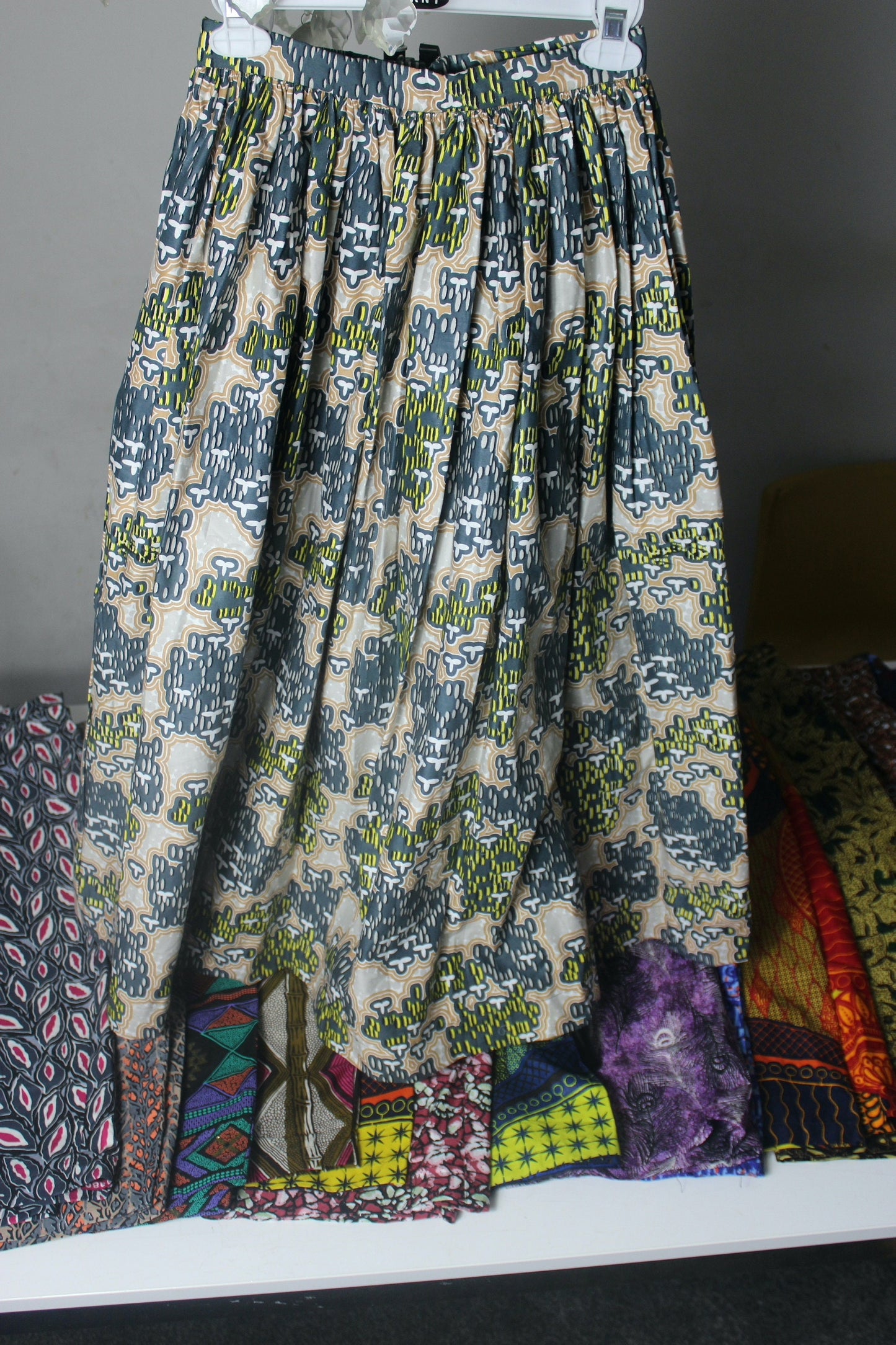 Vibrant Ankara African Textile Flair Pleated waist Skirt (UK sizes 10,12,14,16)