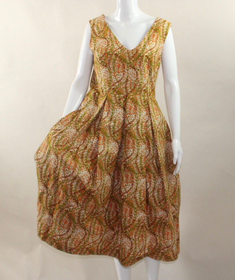 African Ankara Textile pleated dress (S/M/L) Gold and Green - Please indicate which colours you want