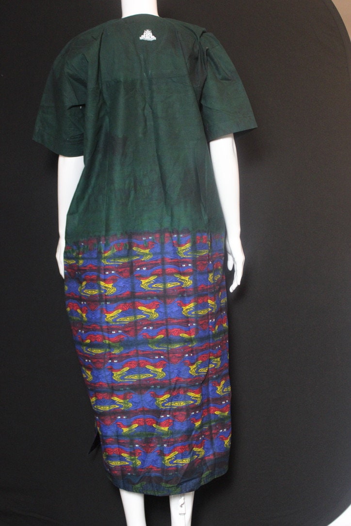 Green Multi Ankara Batik Tie and dye Bubu (Africa Map)