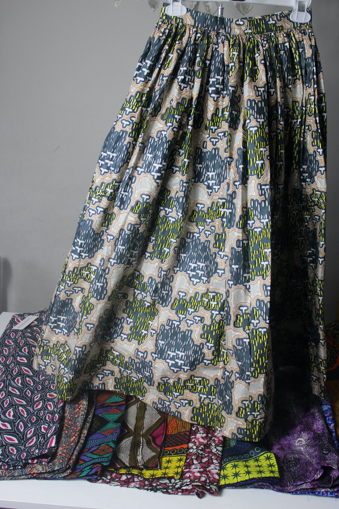 Vibrant Ankara African Textile Flair Pleated waist Skirt (UK sizes 10,12,14,16)
