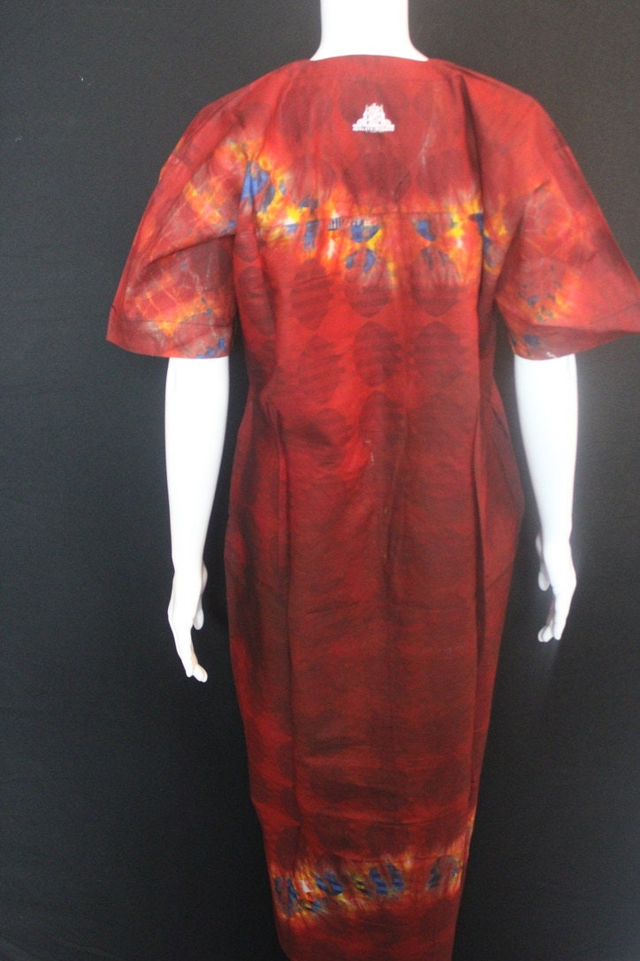 Orange Batik Tie and dye Bubu (Symbols)