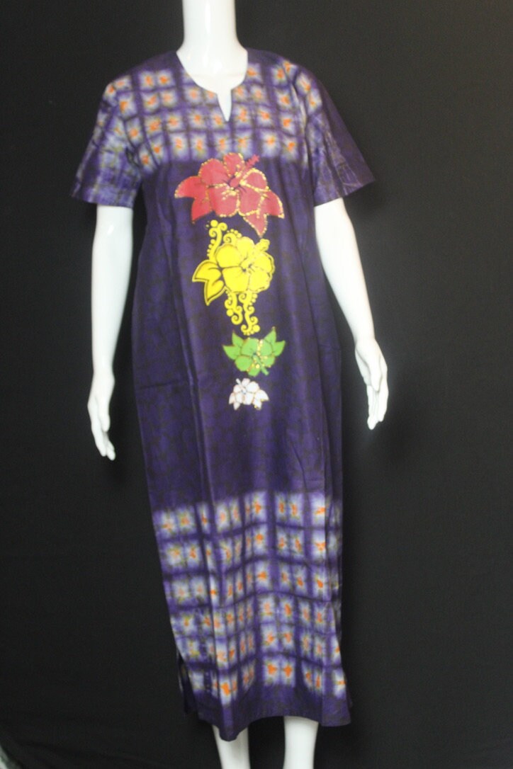 Red Yellow Green Batik Tie and dye Bubu (Flowers)