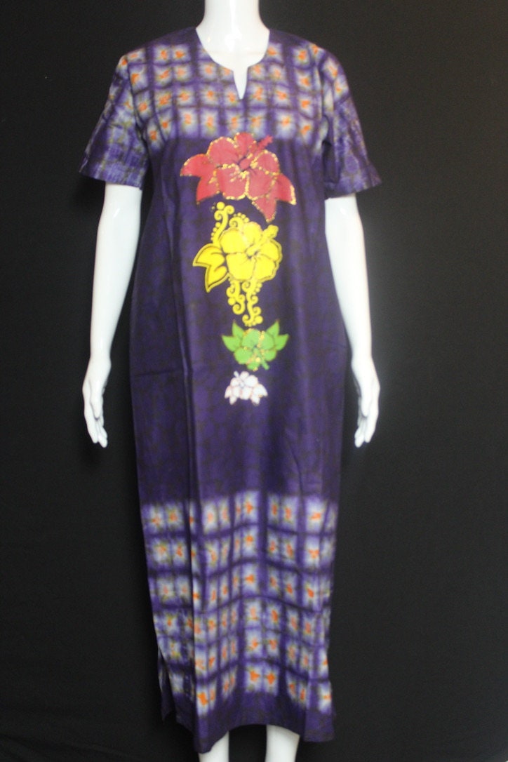 Red Yellow Green Batik Tie and dye Bubu (Flowers)