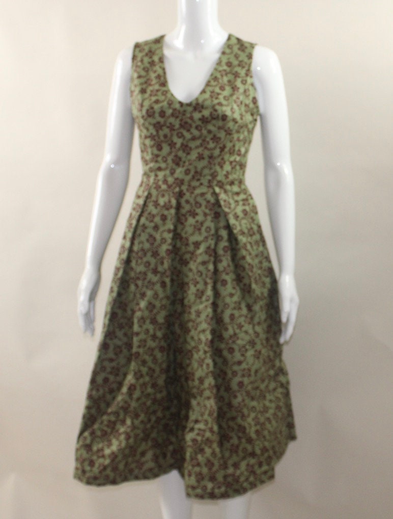 African Ankara Textile pleated dress (S/M/L) Gold and Green - Please indicate which colours you want