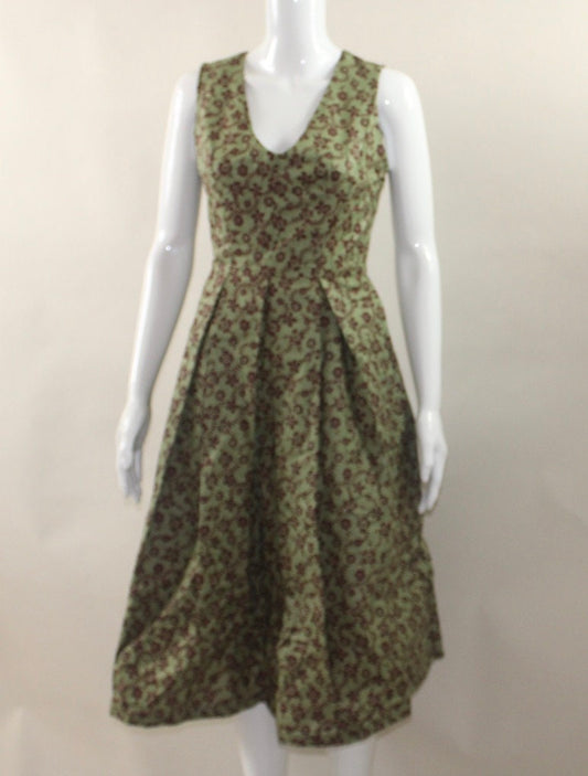 African Ankara Textile pleated dress (S/M/L) Gold and Green - Please indicate which colours you want