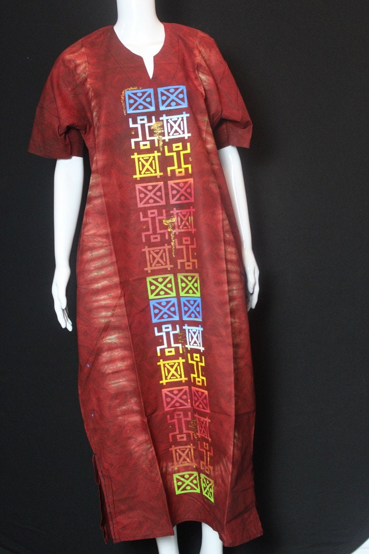 Orange Ankara Batik Tie and dye Bubu (Signs and Symbols)