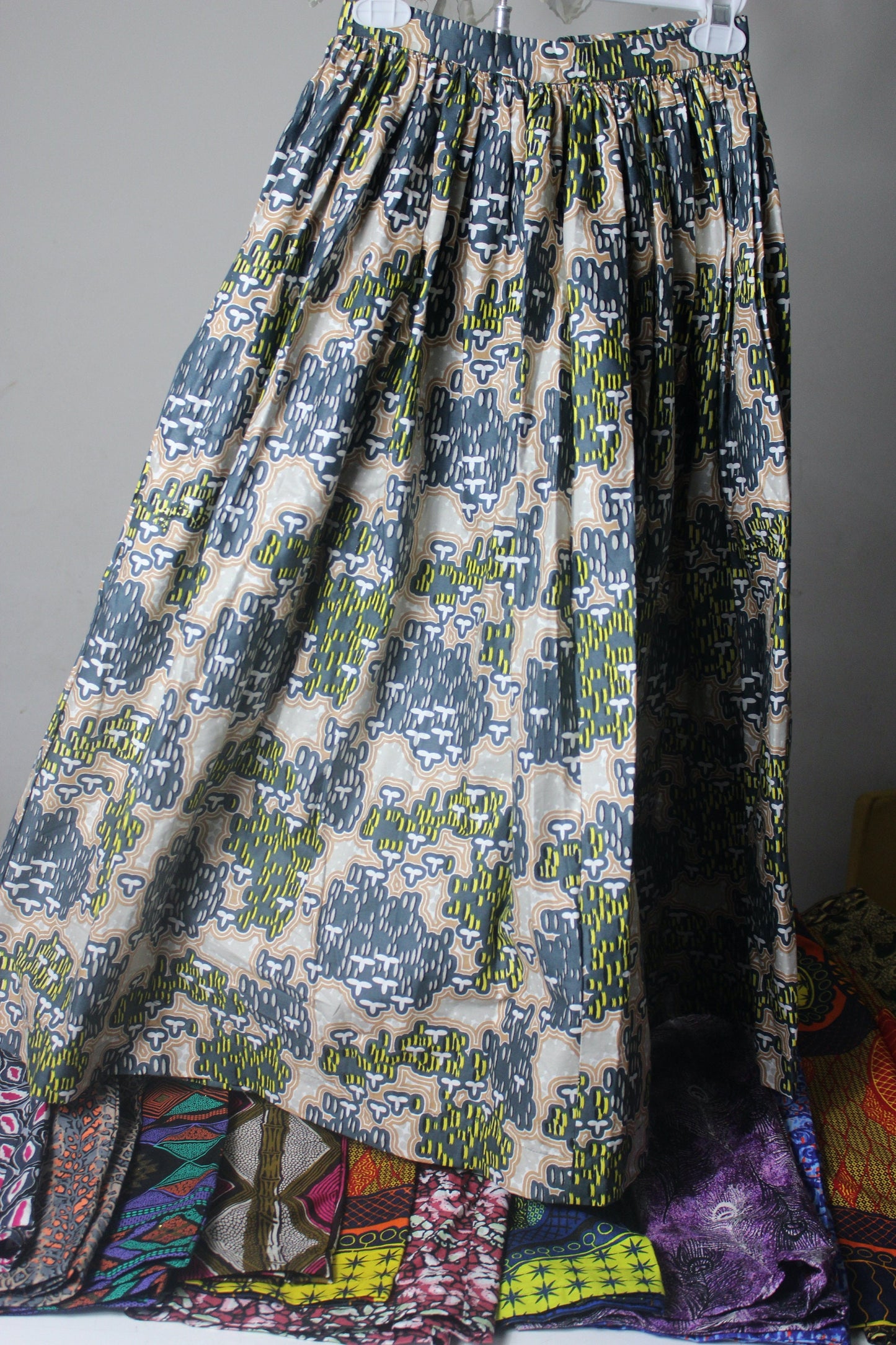 Vibrant Ankara African Textile Flair Pleated waist Skirt (UK sizes 10,12,14,16)