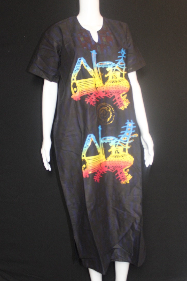 Black Yellow Muti Batik Tie and dye Bubu (Traditional Double Drums)