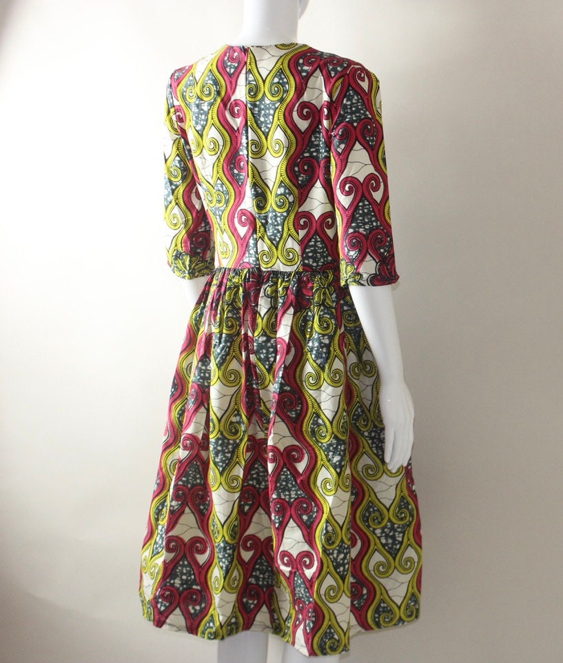 Ankara African Textile Pleated dress (S/M/L)