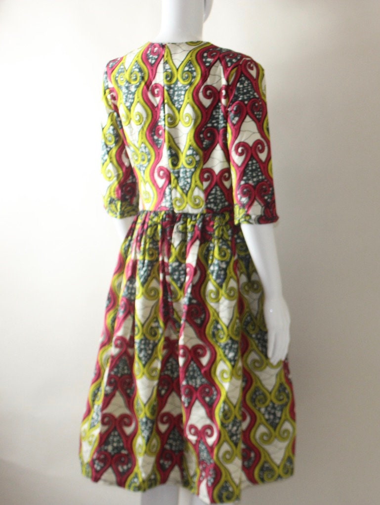Ankara African Textile Pleated dress (S/M/L)