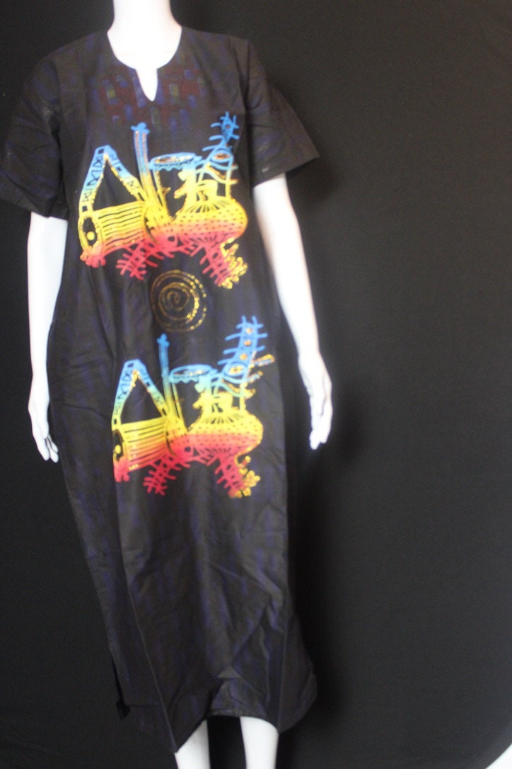 Black Yellow Muti Batik Tie and dye Bubu (Traditional Double Drums)