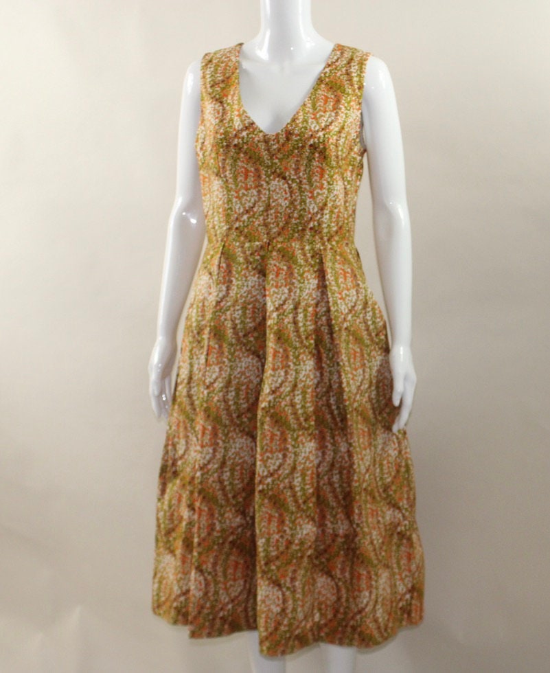 African Ankara Textile pleated dress (S/M/L) Gold and Green - Please indicate which colours you want